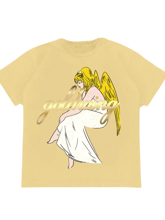 Billie Eilish Tops - Goldwing Yellow Angel Graphic Tee - Women's Short Sleeve